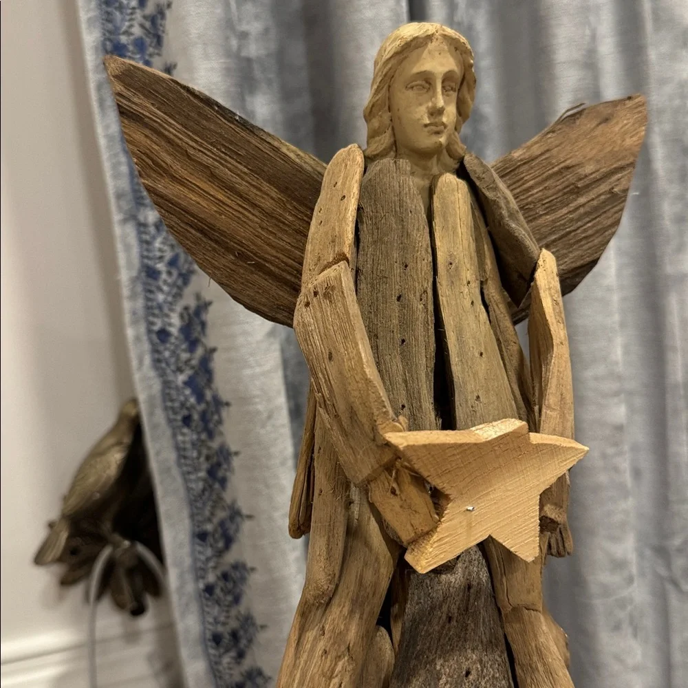 Handmade Driftwood Angel: Beach Decor, Nativity Angel Statue